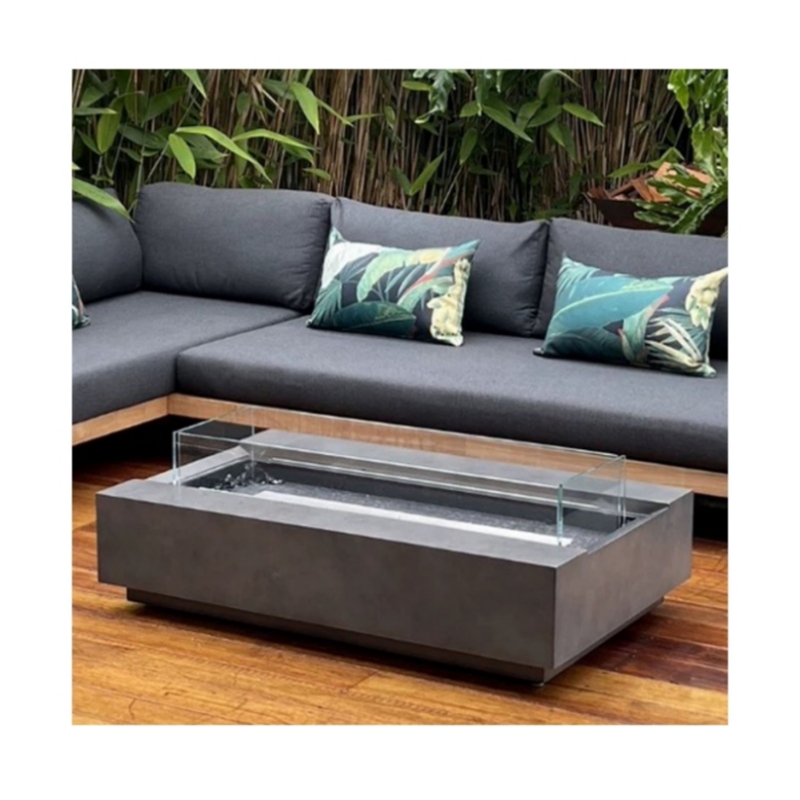 Outdoor Furniture Set With Fire Pit - เตาผิงเหล็กคอร์เทนสมัยใหม่ ชุดเฟอร์นิเจอร์กลางแจ้งแบบใช้แก๊ส โต๊ะเตาผิงขนาดใหญ่ เตาผิงแก๊สขนาดใหญ่