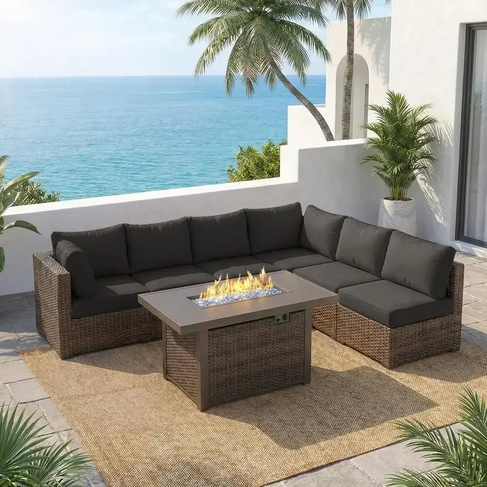 Outdoor Furniture Set With Fire Pit - ชุดเฟอร์นิเจอร์ลานกลางแจ้ง 7 ชิ้น พร้อมเตาไฟ 42 ดวง