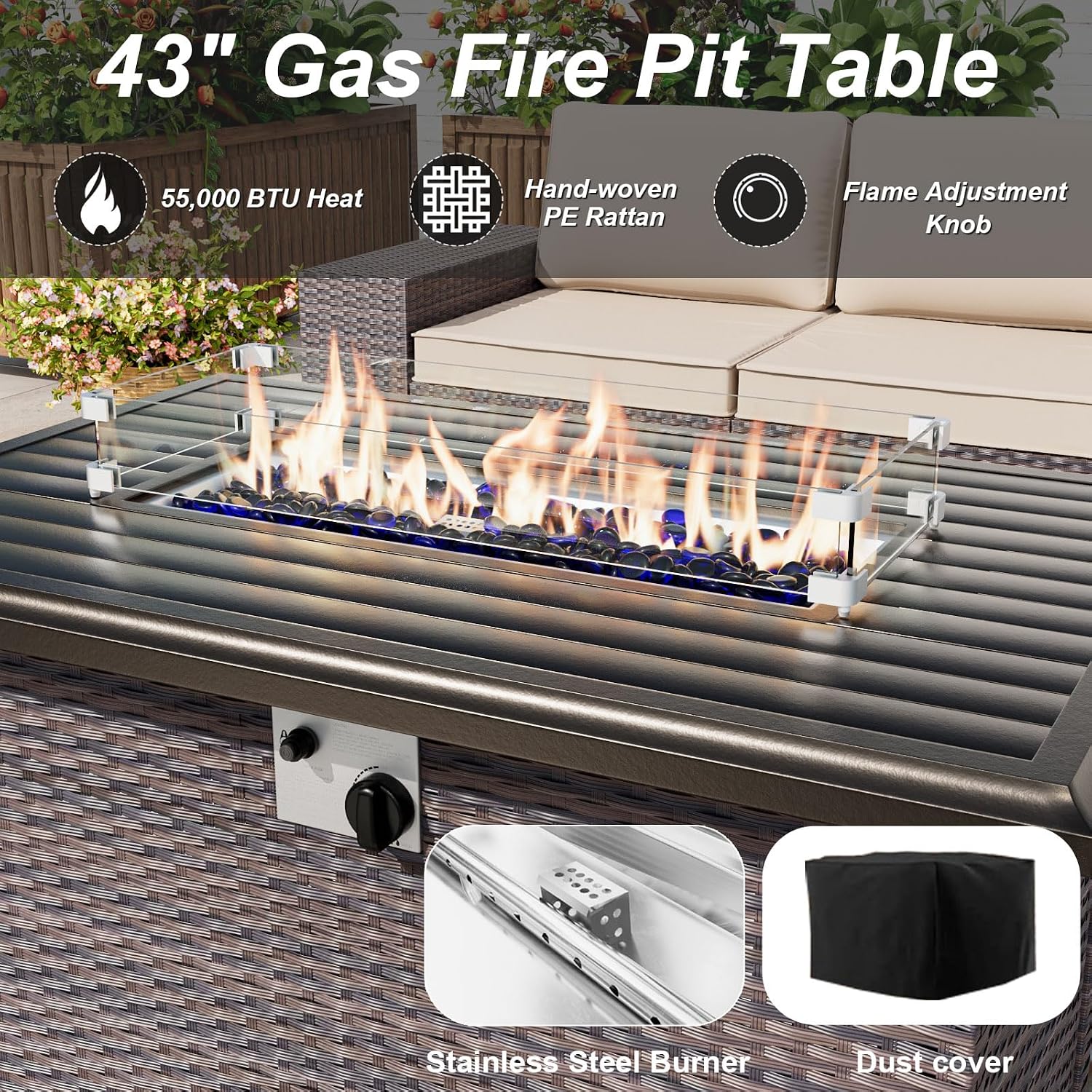 ชุดโซฟาแบบแยกส่วนสำหรับใช้งานก - Outdoor Furniture Set With Fire Pit บทวิจารณ์และราคา