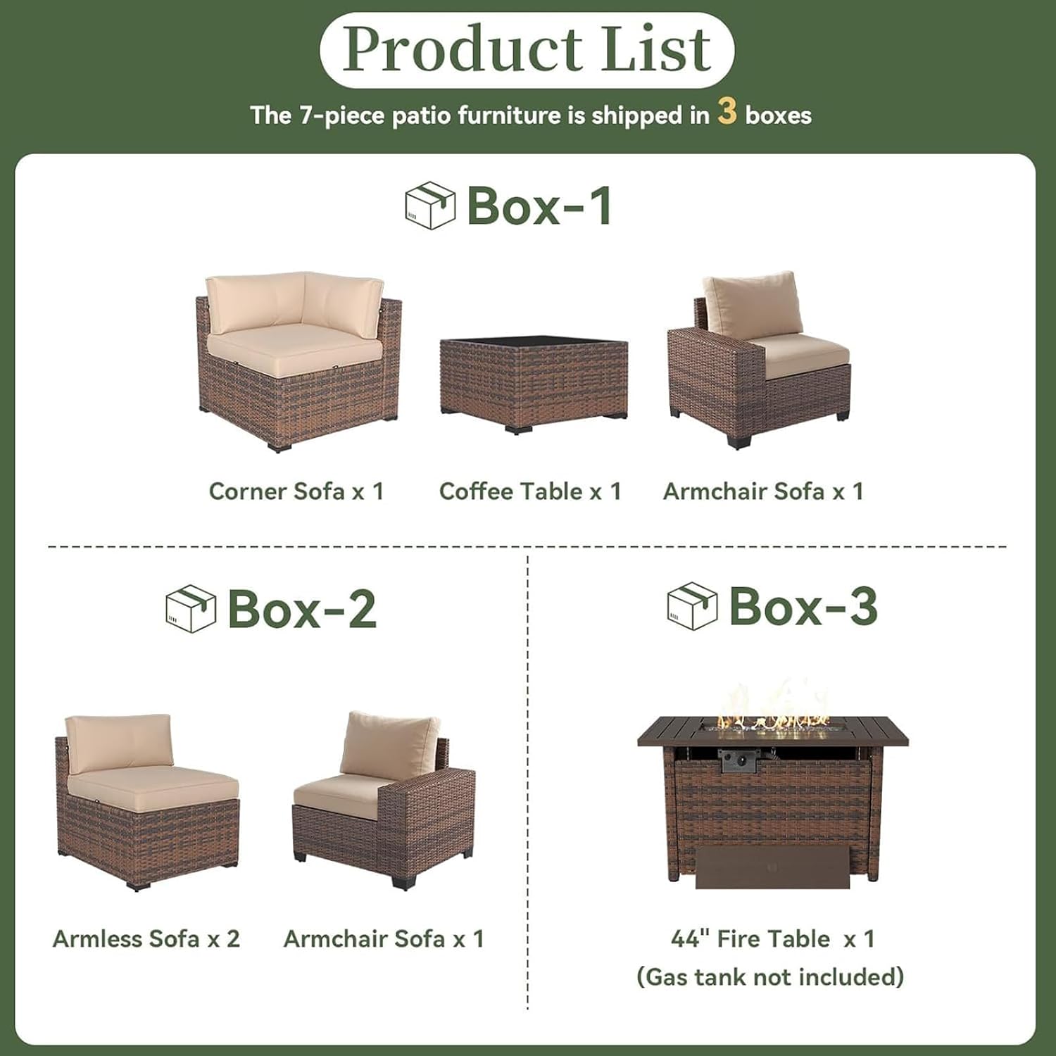 ชุดเฟอร์นิเจอร์ลานบ้าน 7 ชิ้น  - Outdoor Furniture Set With Fire Pit บทวิจารณ์และราคา