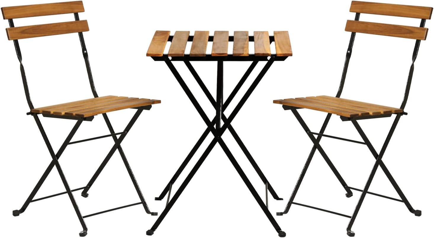 ชุดโต๊ะบิสโทรพับได้ 3 ชิ้น ทำจ - Outdoor Furniture Wooden บทวิจารณ์และราคา