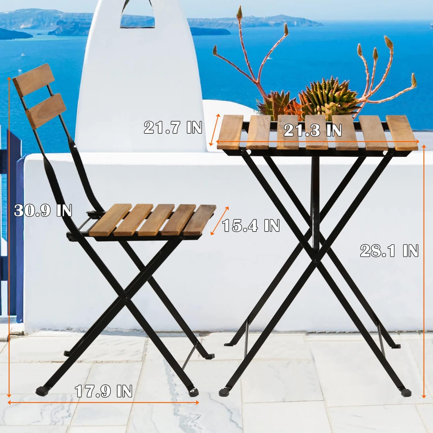 ชุดโต๊ะบิสโทรพับได้ 3 ชิ้น ทำจ - Outdoor Furniture Wooden บทวิจารณ์และราคา
