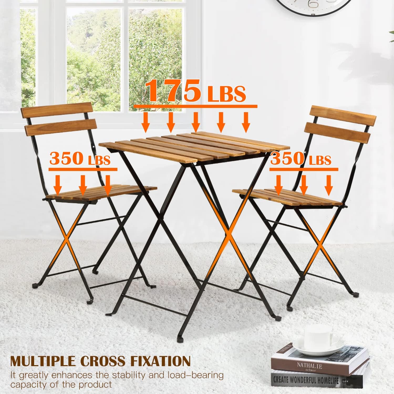 ชุดโต๊ะบิสโทรพับได้ 3 ชิ้น ทำจ - Outdoor Furniture Wooden บทวิจารณ์และราคา