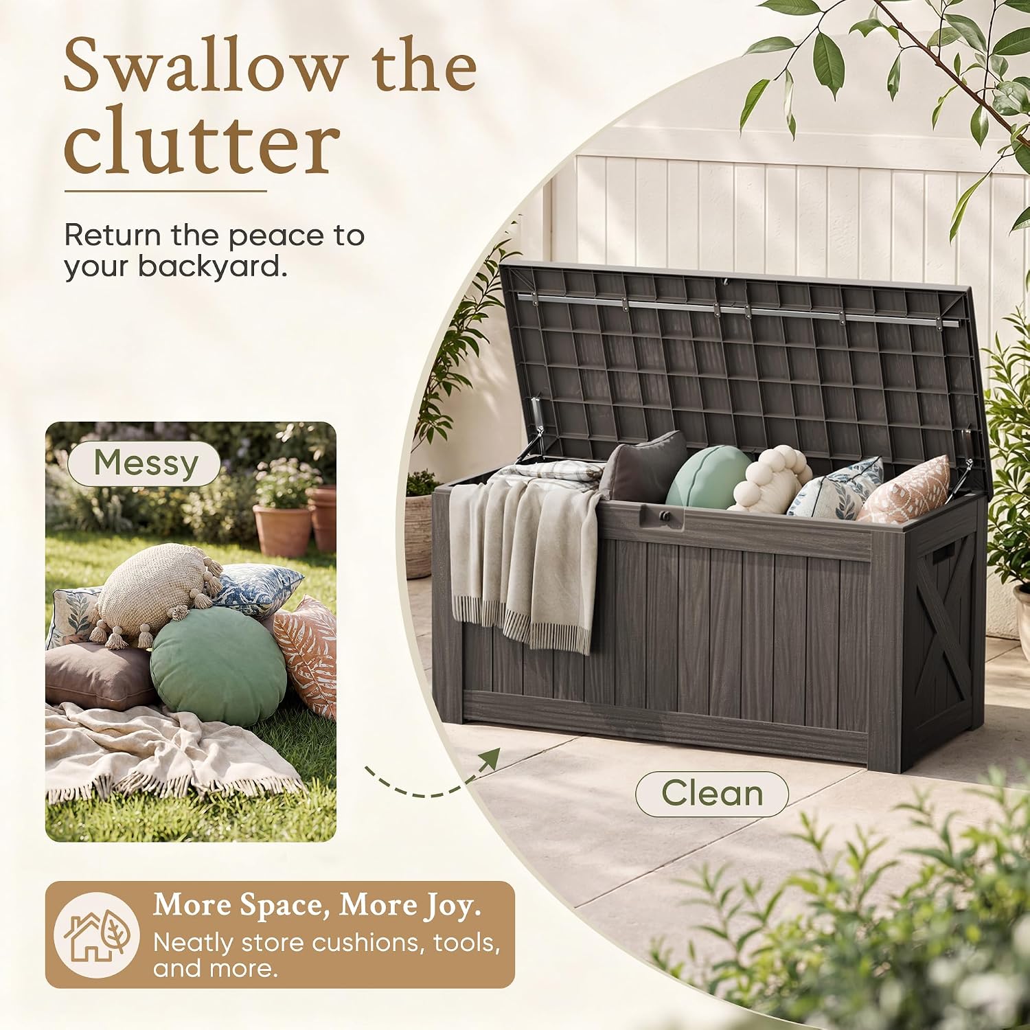 กล่องเก็บของขนาดใหญ่ 120 แกลลอ - Outdoor Furniture Wooden บทวิจารณ์และราคา