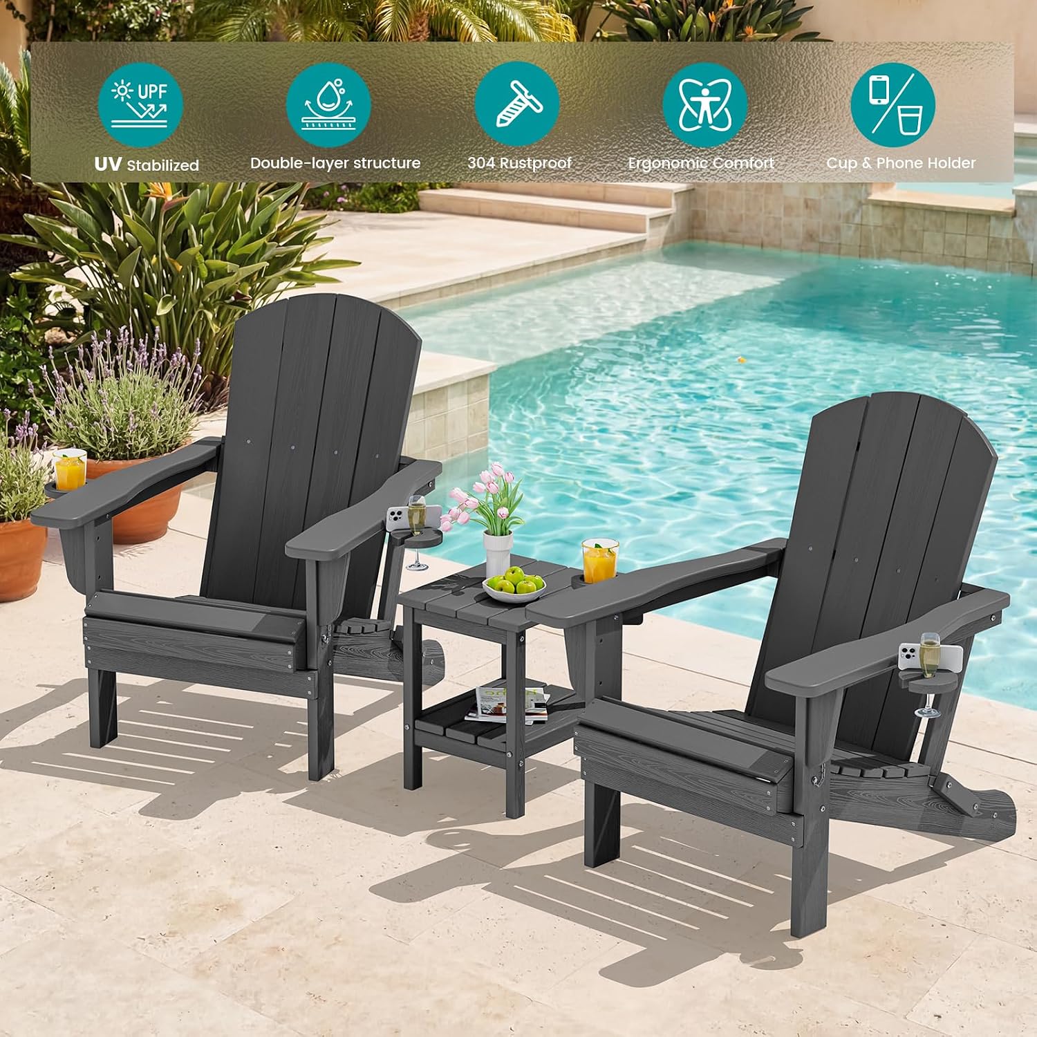 ชุดเก้าอี้พับกลางแจ้ง 2 ตัว, เ - Outdoor Furniture Set With Fire Pit บทวิจารณ์และราคา