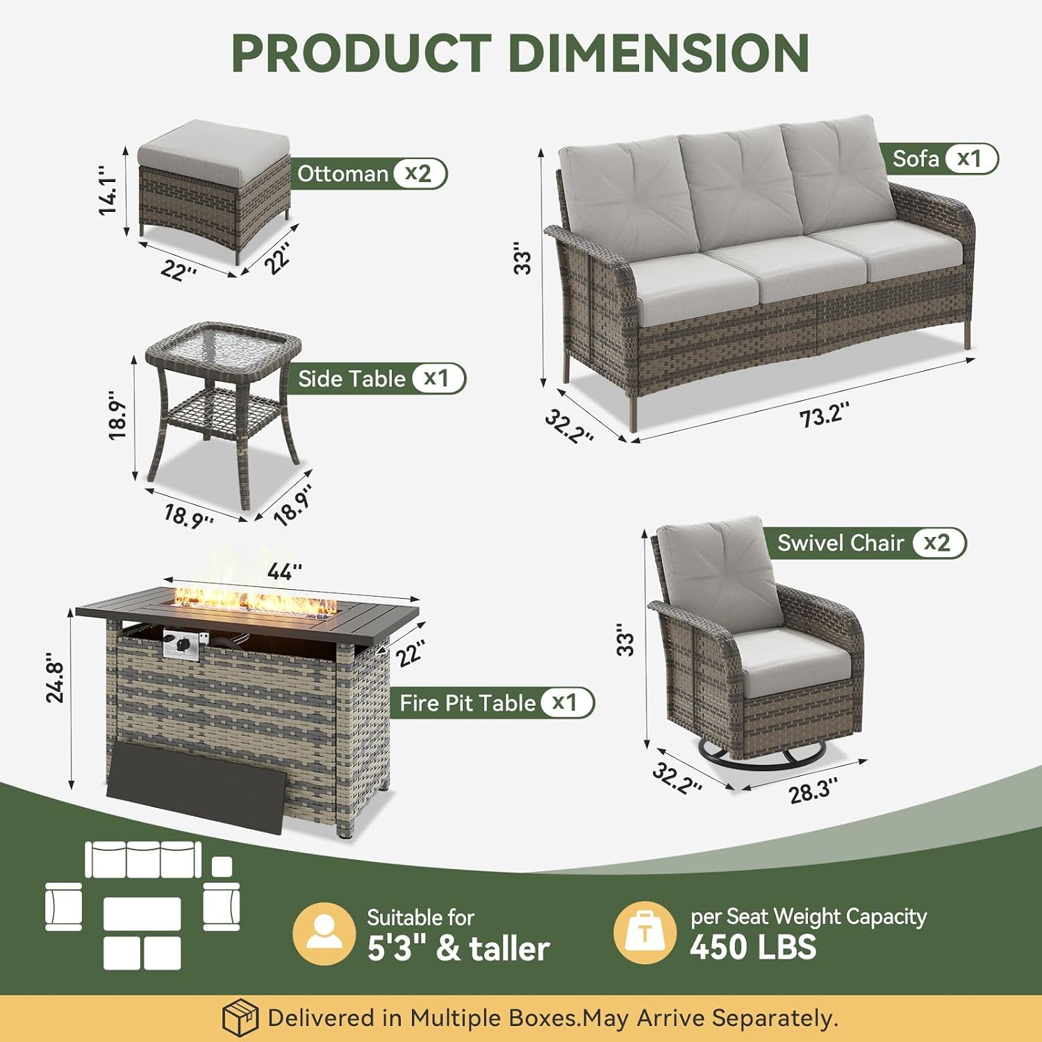 ชุดเฟอร์นิเจอร์หวาย 7 ชิ้น พร้ - Outdoor Furniture Set With Fire Pit บทวิจารณ์และราคา