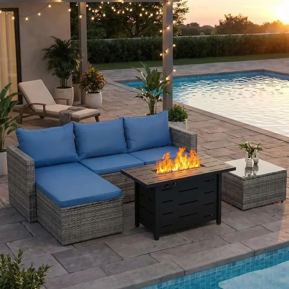 ชุดเฟอร์นิเจอร์หวายสำหรับลานกล - Outdoor Furniture Set With Fire Pit บทวิจารณ์และราคา